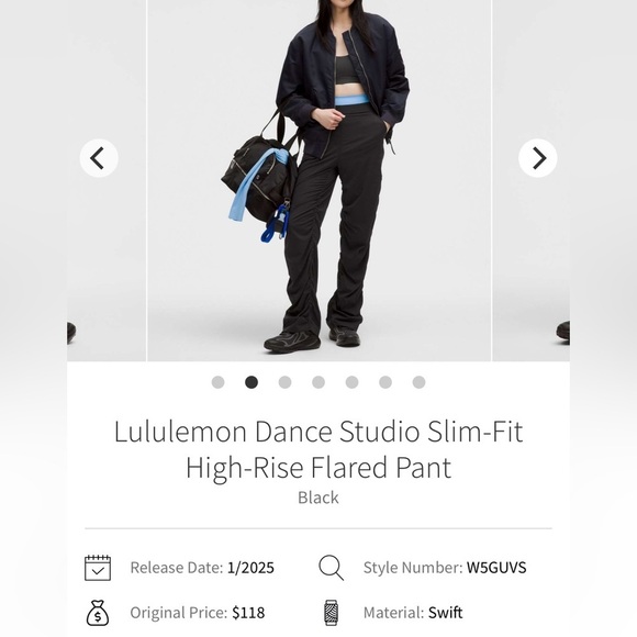 🍋NWT Lululemon Dance Studio Slim-Fit High-Rise Flared Pant- Black/ Size M - Picture 7 of 9